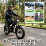 Gotrax R7 Electric Bike for Adults, 750W Motor, 25mph, Max 45-Mile Range, 20" Fat Tire, UL Certified, 48V Removable Battery, Oversized Padded Seat, Basket&Frame Bag, Easy Assembly for City&All-Terrain
