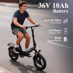 Bodywel Electric Bike for Adult 500W Motor, 14" Adult Electric Bicycles 36V Battery, 20 Miles Folding Ebike, E Bikes for Adults and Teens (14'' Ebike with Bag, Black)