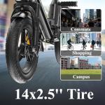 Bodywel Electric Bike for Adult 500W Motor, 14" Adult Electric Bicycles 36V Battery, 20 Miles Folding Ebike, E Bikes for Adults and Teens (14'' Ebike with Bag, Black)