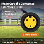 Half-Twist Throttle for Bafang 3 Pin Speed Throttle for BBS01B BBS02B BBS-HD Mid Drive Motor eBike Conversion Kits E-Bike Twist Throttle with 17.7 inch Cable