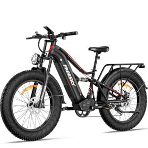 FREESKY Swift Horse Pro 2025 Electric Bike with 2000W BAFANG Motor, 48V 30Ah Battery, 26" Fat Tires, Up to 35MPH &120-Mile Range, Full Suspension Mountain EBike for Adults, Rear Rack &Full Fenders