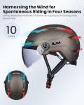 ILM Adult Bike Helmet with USB Rechargeable LED Front and Back Light Mountain&Road Bicycle Helmets for Men Women Removable Goggle Cycling Helmet E3-10L(Titanium, Large/X-Large)