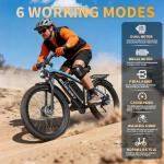 (G7-Blue 52V 32Ah) 5000W Peak Dual Motor Electric Bike for Adults, 40-45MPH &100Miles, Hydraulic Disc Brake Bicycle, 26" Fat Tire Off Road Snow Mountain Ebike, 7-Speed Pedal Assist Commuter E-Bike