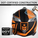 SPARK ATV & Dirt Bike Helmet for Adults - DOT Certified Motocross Helmet withQuick Release, Lightweight Off-Road Design for Motocross & Trail Riding (Matte Orange Voyager, Medium)