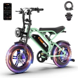Tamobyke T16 Electric Bike for Teens, 1000W Motor 48V15.6Ah Removable Battery, 30MPH Off-Road Electric Bicycle for All-Weather,16" Fat Tire Ebike, 7-Speed,Dual Hydraulic Brakes, Fits Riders 4'5"-5'4"
