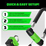 Rhino USA Bike Lock Set - Heavy Duty Anti Theft U Lock, 4FT Steel Security Cable, Padlock, 4 Lighted Keys. Dual Purpose Locks for EBike, Motorcycle, Electric Scooter, Bicycle