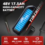 YinZhiBoo Electric Bike for Adults, 2000W Peak Motor E Bikes, 26" Fat Tire Electric Mountain Bike, 32 MPH Electric Bicycle, 48V 17.5Ah (840Wh) Removable Battery, UL2849 Certified