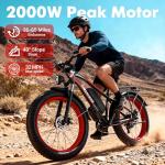 YinZhiBoo Electric Bike for Adults, 2000W Peak Motor E Bikes, 26" Fat Tire Electric Mountain Bike, 32 MPH Electric Bicycle, 48V 17.5Ah (840Wh) Removable Battery, UL2849 Certified