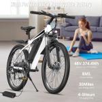 Funhang Electric Bike for Adults, Peak 1000W Ebike, 50Miles 21.7MPH Adult Electric Bicycles, 26" Electric Mountain Bike 48V 374.4WH Battery, Commuter E Bike with Adjustable Stem, Fenders, 21 Speed