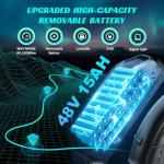 SISIGAD Folding Electric Bike for Adults, 1500W Peak Motor Ebike with 48V 15Ah Removable Battery, Max Range 60 Miles 28 MPH Commuter Foldable Ebike, 20" Fat Tire All Terrain E Bike