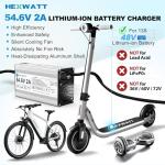 Hexwatt 54.6V 2A Charger for 48V Lithium-ion Battery ebike Electric Bike Electric Scooter Hoverboard Battery Charger Replacement with 6 Connectors
