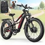 Seemoon Peak 3000W(Dual Motors) Electric Bike for Adults,52V 21Ah 26" Fat Tire Fast Ebike,Max 36 mph up to 100 Miles,Hydraulic Disc Brake,Off Road Mountain Hunting for Men(Black&Red)