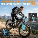 FREESKY 3500W BAFANG Motor Electric Bike for Adults, 48V 30Ah Removable Battery Ebike 120 Miles, 38+MPH, 26" Fat Tire Dirt Mountain E Bike, Full Suspension Bike, UL 2849 Certified by TÜV(Standards)