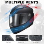 JQF Gear Full Face Motorcycle Helmet WS-607 DOT Approved Motorbike Racing Street Bike Helmets for Adults with Clear and Black Visor (Flat Black BB, M)