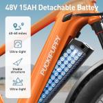 PUCKIPUPPY Electric Bike for Adults with 960W(Peak), 26" Fat Tire Electric Mountain Bike，48V 15AH Removable Battery Ebike, 28MPH Aluminum Frame E Bike with Rear Storage Shelf, Beagle(Orange)