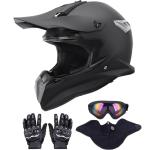 OUMURS Adult Dirt Bike Helmet with Goggles Gloves & Mask Adjustable Sun Visor Motorcycle Adult ATV Helmet Off-Road Motocross Downhill Moped MX BMX for Unisex-Adult-Matte Black-188, L