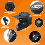 OUMURS Adult Dirt Bike Helmet with Goggles Gloves & Mask Adjustable Sun Visor Motorcycle Adult ATV Helmet Off-Road Motocross Downhill Moped MX BMX for Unisex-Adult-Matte Black-188, L