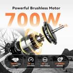 DDC SPORT Electric Bike for Adults, Peak 700W Motor 20MPH, 374.4WH Removable Battery 45Miles, 24'' Step Through City Cruiser Ebike for Women/Men/Teens, Commuter E-Bike, 7-Speed, Front Basket