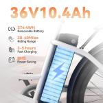 DDC SPORT Electric Bike for Adults, Peak 700W Motor 20MPH, 374.4WH Removable Battery 45Miles, 24'' Step Through City Cruiser Ebike for Women/Men/Teens, Commuter E-Bike, 7-Speed, Front Basket