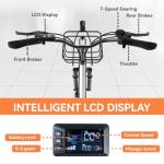 DDC SPORT Electric Bike for Adults, Peak 700W Motor 20MPH, 374.4WH Removable Battery 45Miles, 24'' Step Through City Cruiser Ebike for Women/Men/Teens, Commuter E-Bike, 7-Speed, Front Basket