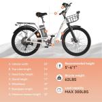 DDC SPORT Electric Bike for Adults, Peak 700W Motor 20MPH, 374.4WH Removable Battery 45Miles, 24'' Step Through City Cruiser Ebike for Women/Men/Teens, Commuter E-Bike, 7-Speed, Front Basket
