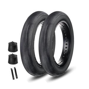 Hycline E-Bike Fat Tire Replacement Set: 26x4.0 Inch Folding Bicycle Tires Plus Bike Tubes and Tire Levers Compatible with Urban Street Mountain or 3-Wheel Bikes (2 Pairs)