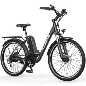 Funhang Electric Bike for Adults, 26" City Cruiser Ebike with 1000W Peak Motor, 21.7MPH 50 Miles Commuter Adult Electric Bicycles with 48V Battery, Adjustable Stem, 7-Speed, UL 2849 Certified