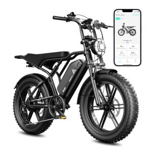TST Electric Bike for Adults 1500W Peak 20" Fat Tire All-Terrain E-Bike 60 Miles 28MPH Electric Dirt Bike 48V 15AH Battery Powered Electric Motorcycle for Road Sand Mountain Snow