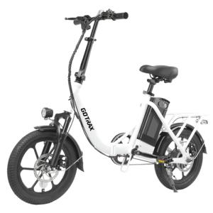 Gotrax S4 16" Folding Electric Bike, Max Range 28Miles(Pedal-Assist) &15.5Mph Power by 350W Motor, Front Suspension&Adjustable Seat and Handlebar, Commuter Electric Bicycle for Adults White