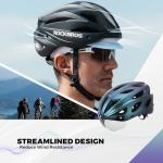 ROCKBROS Bike Helmet for Adult Men Women with Suggested Fit 58-62cm, Removable Goggles & Sun Visor, Lightweight with Adjustable Side and Chin Strap, Suitable for Myopia Glasses