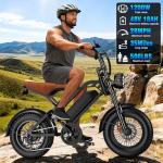 LELEKUAI Electric Bike for Adults, 1200W Peak Power Ebike, 28MPH, 48V 18Ah Removable Battery, 35-Mile Range, 500 LBS Capacity, 16''×4.0'' Fat Tire e-Bike, Moped Style Electric Bicycle for All-Terrain