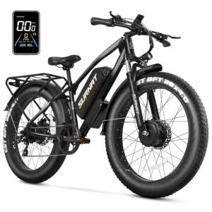 SURNAT Electric Bike for Adults - Dual Motor AWD 2000W 32MPH Ebike with 48v/22.5Ah Removable Battery, 26x4.0 Fat Tire Mountain Electric Bicycle, Hydraulic Disc Brake E-Bike for Men Women (Orange)