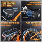 SURNAT Electric Bike for Adults - Dual Motor AWD 2000W 32MPH Ebike with 48v/22.5Ah Removable Battery, 26x4.0 Fat Tire Mountain Electric Bicycle, Hydraulic Disc Brake E-Bike for Men Women (Orange)