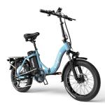 Folding Electric Bike for Adults with Peak 1000W Motor, 48V 20AH Battery up to 30MPH 80 Miles, 20" Fat Tire All Terrain Ebike, Front Suspension 7-Speed Commuter E Bike Blue, Step-Thru, UL Certified