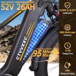 CTVVXXC Peak 6000W Dual Motor Electric Bike for Adults,52V 26Ah Electric Mountain Bicycle with Max 50MPH,26"X4" Fat Tire Fast Ebike,Adjustable Stem,Hydraulic Brakes,Off-Road AWD Ebike for Men Women