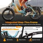 Folding Electric Bike for Adults with Peak 1000W Motor, 48V 20AH Battery up to 30MPH 80 Miles, 20" Fat Tire All Terrain Ebike, Front Suspension 7-Speed Commuter E Bike Blue, Step-Thru, UL Certified