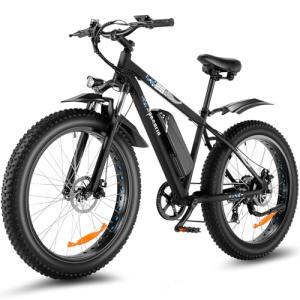 Speedrid Electric Bike 26" Fat Tire Electric Bike for Adult, 25mph 500W 48V 13Ah Removable Lithium-Ion Battery Electric Mountain Bike, 3H Fast Charge, Lockable Suspension Fork-7 Speed (2 PCS)