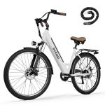 ACTBEST Core-Swept Electric Bike for Adults - 468Wh Removable Battery, Peak 750W Brushless Motor Cityrun Ebike,Up to 50 Miles, 26" Step Thru Commuter Electric Bicycle, with 7 Speed, E-Bikes, White/L