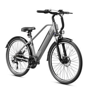 Jasion YC1 Electric Bike for Adults, 1200W Peak Motor, 28MPH Top Speed, 26" Adult Ebike Max 50 Miles,360Wh Removable Battery,4 Riding Modes City Commuter Electric Bicycle,7 Speeds & Front Suspension