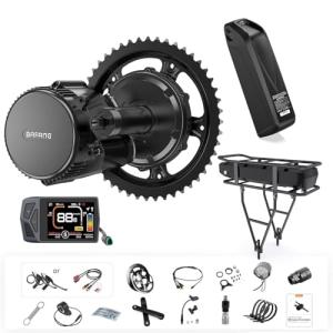 BAFANG BBS02B / BBS-HD Mid Drive Motor Kit,36V/48V/52V 1000W/750W CAN Bus Ebike Conversion Kit with LCD Display, USB Programmable, Fits 68-73/100/120mm Bottom Bracket, Battery Optional