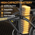 WERHY Electric Bike for Adults, 500W Motor, 22 MPH Max Speed Folding Ebike, 14" Electric Bicycles, Max 30/40/50 Miles Range (Pedal Assist Mode), Mini E Bikes