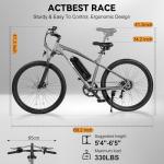 ACTBEST Race 21-Speed Electric Bike for Adults, Peak 750/1200W，26''/27.5" Ebike, 22/28MPH, 50/55Miles Commuting Mountain Electric Bicycle with Fork Suspension