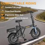 WERHY Electric Bike for Adults, 500W Motor, 22 MPH Max Speed Folding Ebike, 14" Electric Bicycles, Max 30/40/50 Miles Range (Pedal Assist Mode), Mini E Bikes