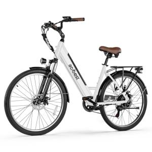 ACTBEST Electric Bike for Adults, Cores 26" Electric Commuter Bike Up to 28MPH 70 Miles, with Peak 1200W Motor, 48V 576Wh Removable Battery, 7-Speed City Cruiser Mountain E Bike for Commuting,W