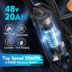 kulifoo Electric Bike for Adults 48V/20AH Battery 1500W Peak Motor, 20" Fat Tire Ebike for Mountains, Snow, Sand, Road with Hydraulic Suspension.All Terrain Electric Dirt Bike