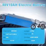 Veleylr 48V 10Ah Ebike Battery Scooter Lithium Battery with 20A BMS & Waterproof PVC Case, T-Plug/Support for 250-1000W DIY Projects