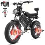 HAPPYRUN G70 Pro 5000W Peak Dual Motor Electric Bike for Adults, 38Ah Removable Battery, 36MPH All-Terrain 20" Fat Tire E-Bike, 85+ Miles, for Off-Road & Commuting (G70pro)