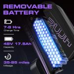 PUJH 2000W Electric Bike for Men Women 48V 17.5Ah Battery, 29'' Fast Ebike,Max 34 mph, up to 80 Miles, Front Suspension Class 3, Snow Off Road Commuter Mountain E-Bike for Adults (Purple 29)