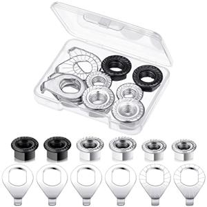 12 Pcs Bike Axle Nut and Safety Washer Kit - 3 Sizes Bicycle Hub Flanged Hardware Nuts Steel Flange Nuts Retaining Bicycle Hub Parts for Front and Rear Wheels