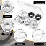 12 Pcs Bike Axle Nut and Safety Washer Kit - 3 Sizes Bicycle Hub Flanged Hardware Nuts Steel Flange Nuts Retaining Bicycle Hub Parts for Front and Rear Wheels